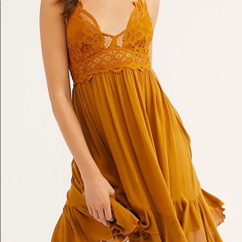 Free People Gold Adella Slip Dress